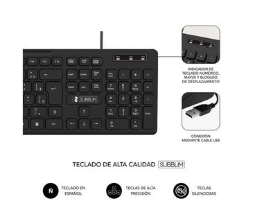 TECLADO + RATON BUSINESS SLIM SILENCIOSO WIRED NEGRO SUBBLIM