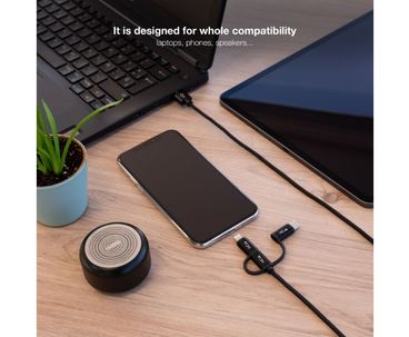 CABLE 3EN1 CARGA/DATOS USB-A A USB-C/MICROUSB-LIGHTNING 1M NEGRO NANOCABLE