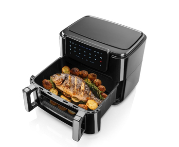 FREIDORA INTELIGENTE SUPER COOK 10L 2 CUBETAS NEGRO HAEGER