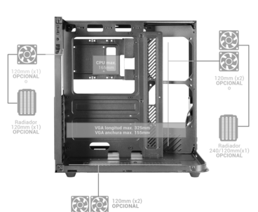 CAJA SEMITORRE ATX MC-INFINIO LITE ARGB BLANCO MARS GAMING